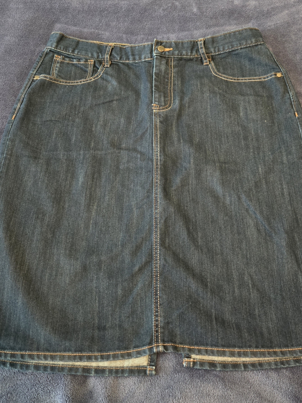 Old Navy Dark Blue Denim Pencil Skirt with Front Slit
